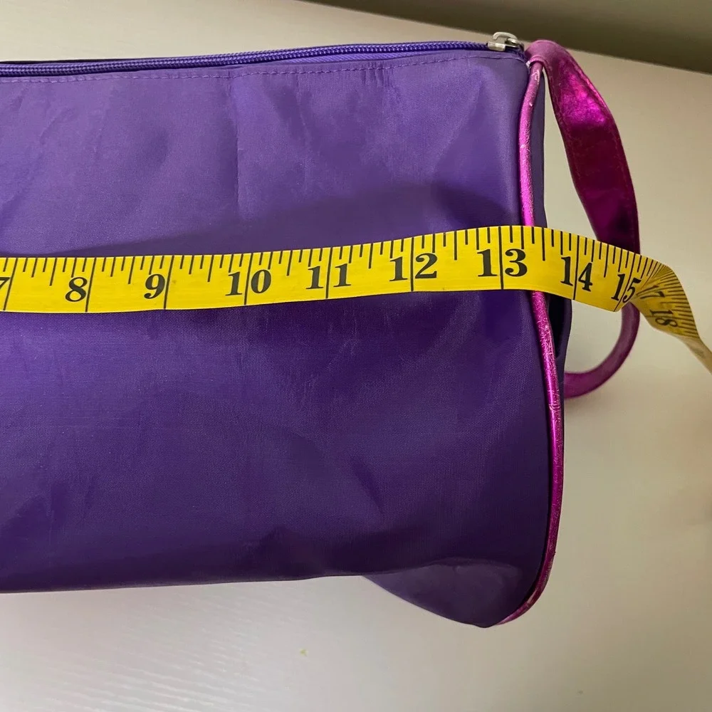 Purple Dance Duffel Bag Sequin Quilted Metallic Trim Gear Bag Shoulder Strap